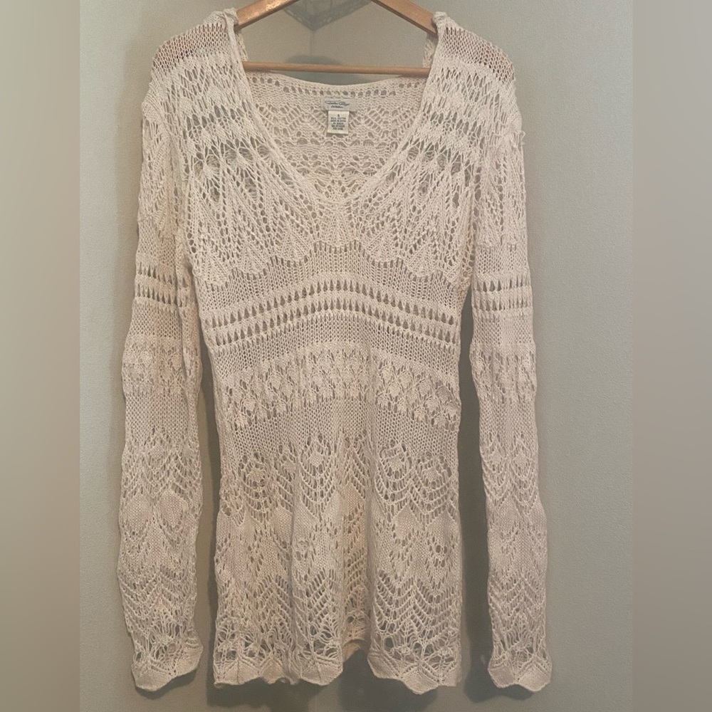 Tasha Polizzi Johanna Crochet Hoodie Ivory Boho